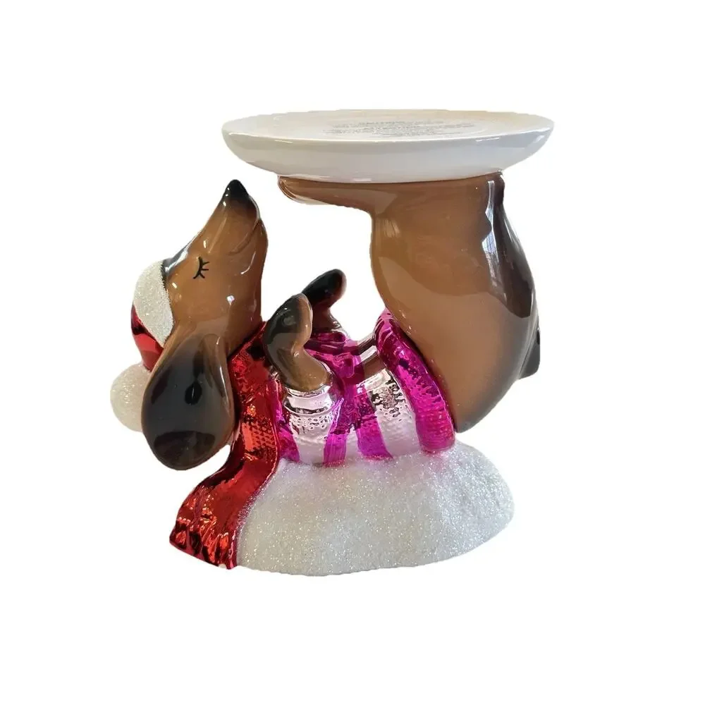 Bath & Body Works Dachshund in the Snow 3-Wick Candle Holder Pedestal ALL NEW